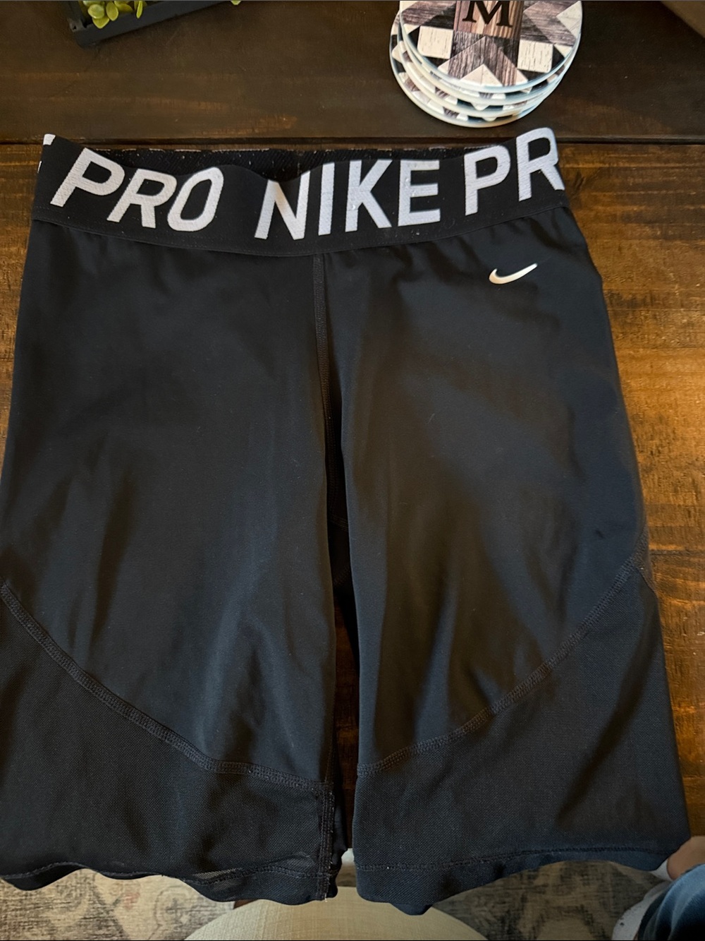 Nike Black Girls' Pro Compression Leggings with White Swoosh